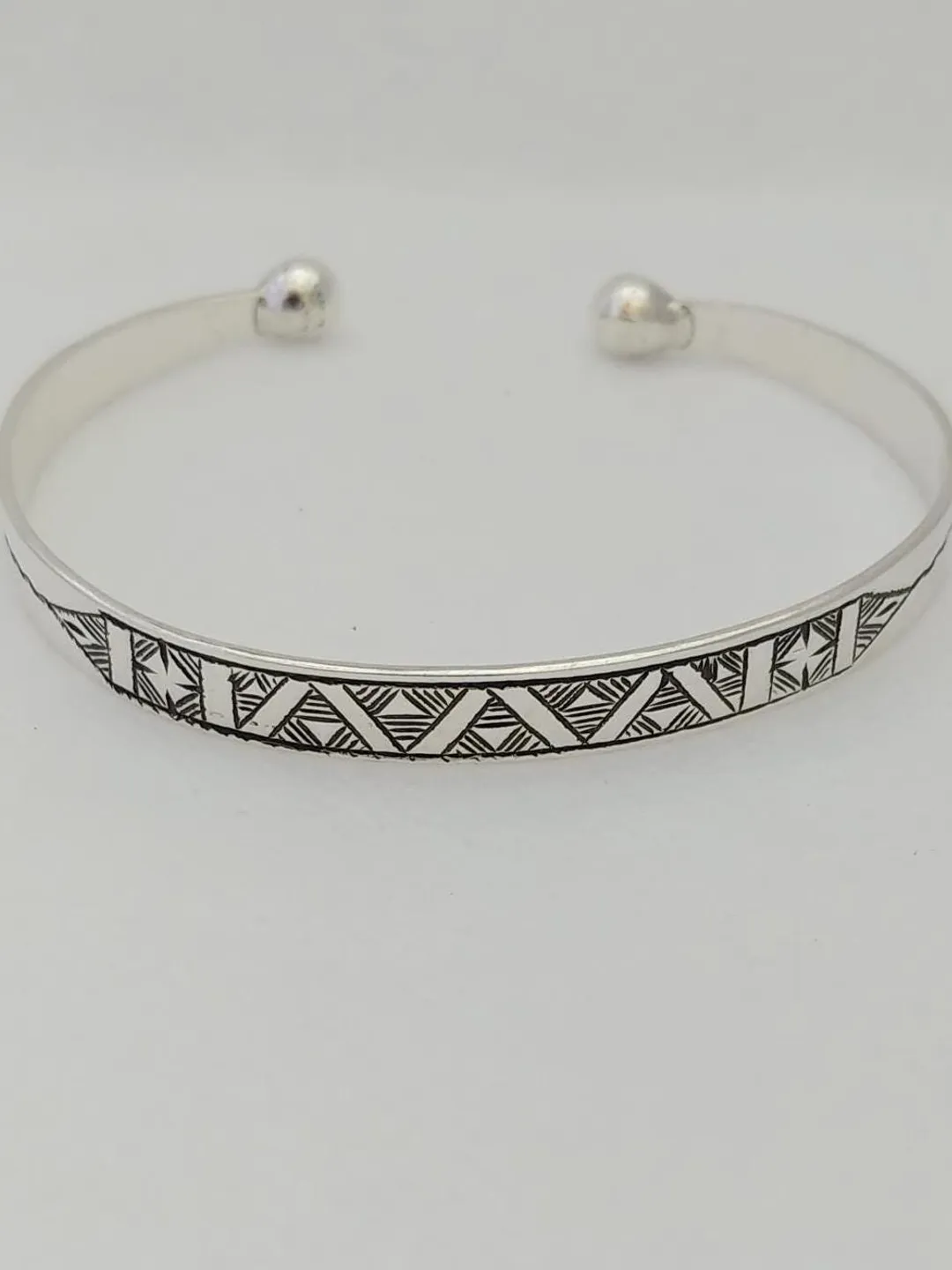 Tuareg Bracelet Silver Bangle Moroccan Tribal Cuff, Adjustable