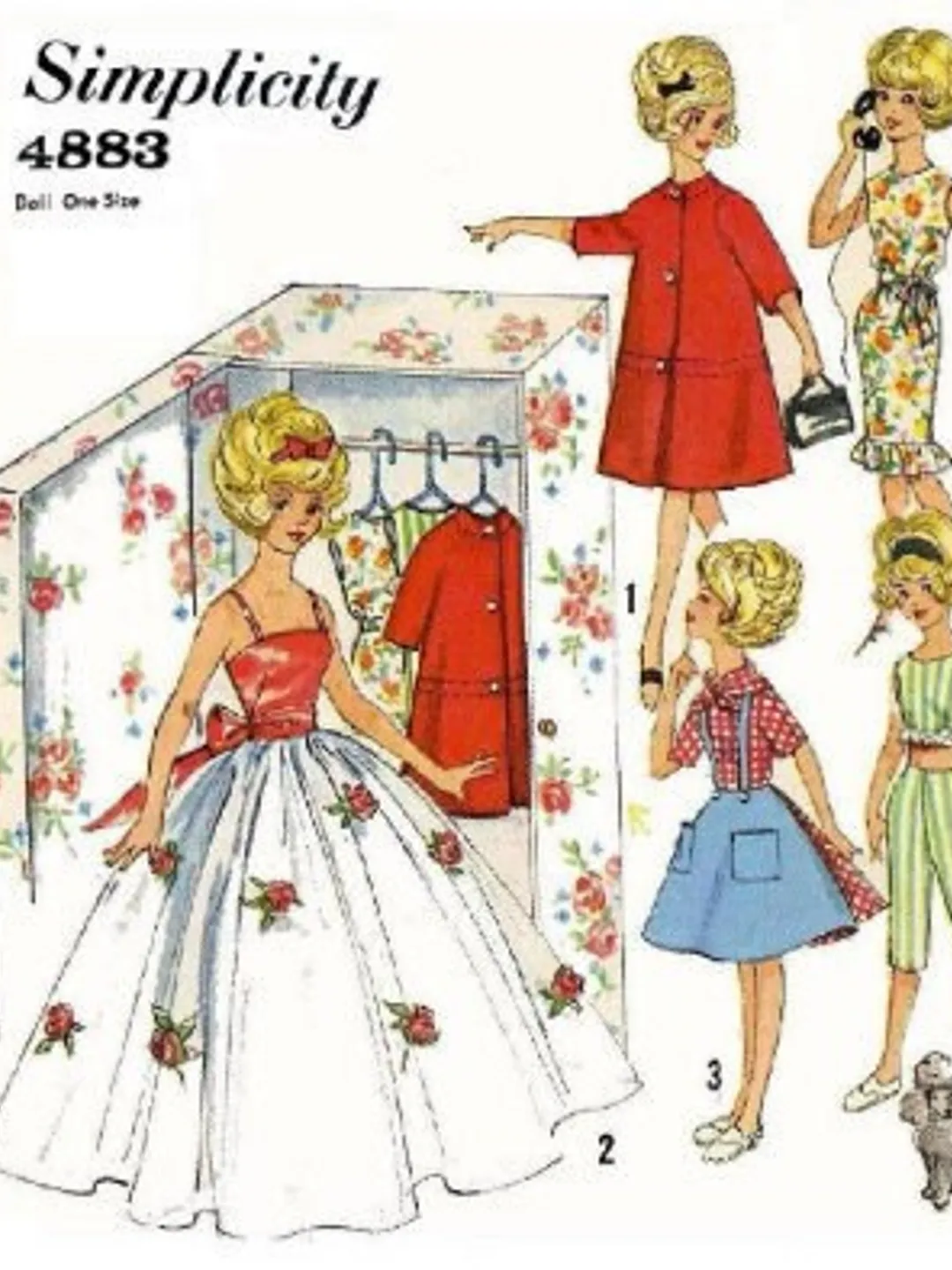 Copy Simplicity 4883 Vintage Dolls Sewing Pattern Wardrobe Clothes for Dolls 12" Digital Download PDF