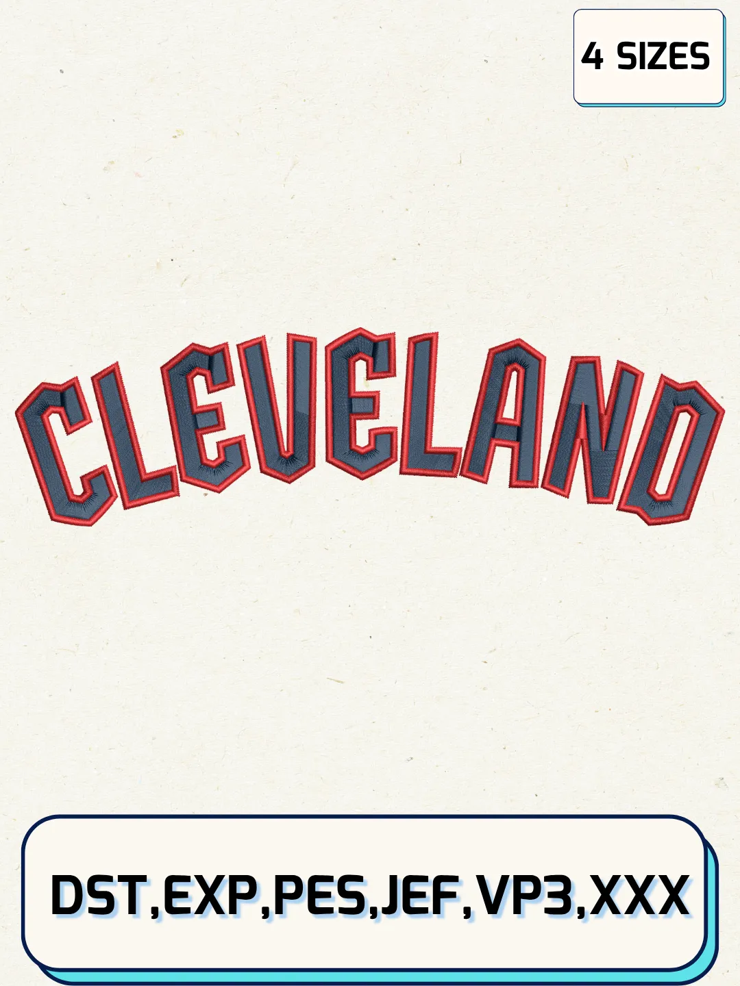 Cleveland Baseball Embroidery Design – Machine Embroidery File-  4 Sizes