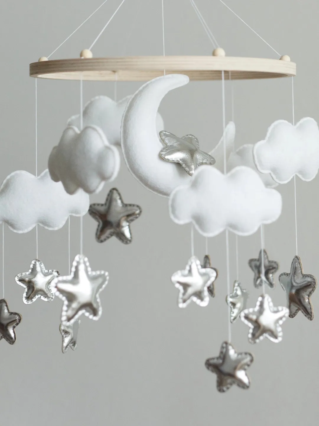 Custom Moon, Stars and Cloud Baby Mobile - Handcrafted, Soft Felt Nursery Decor