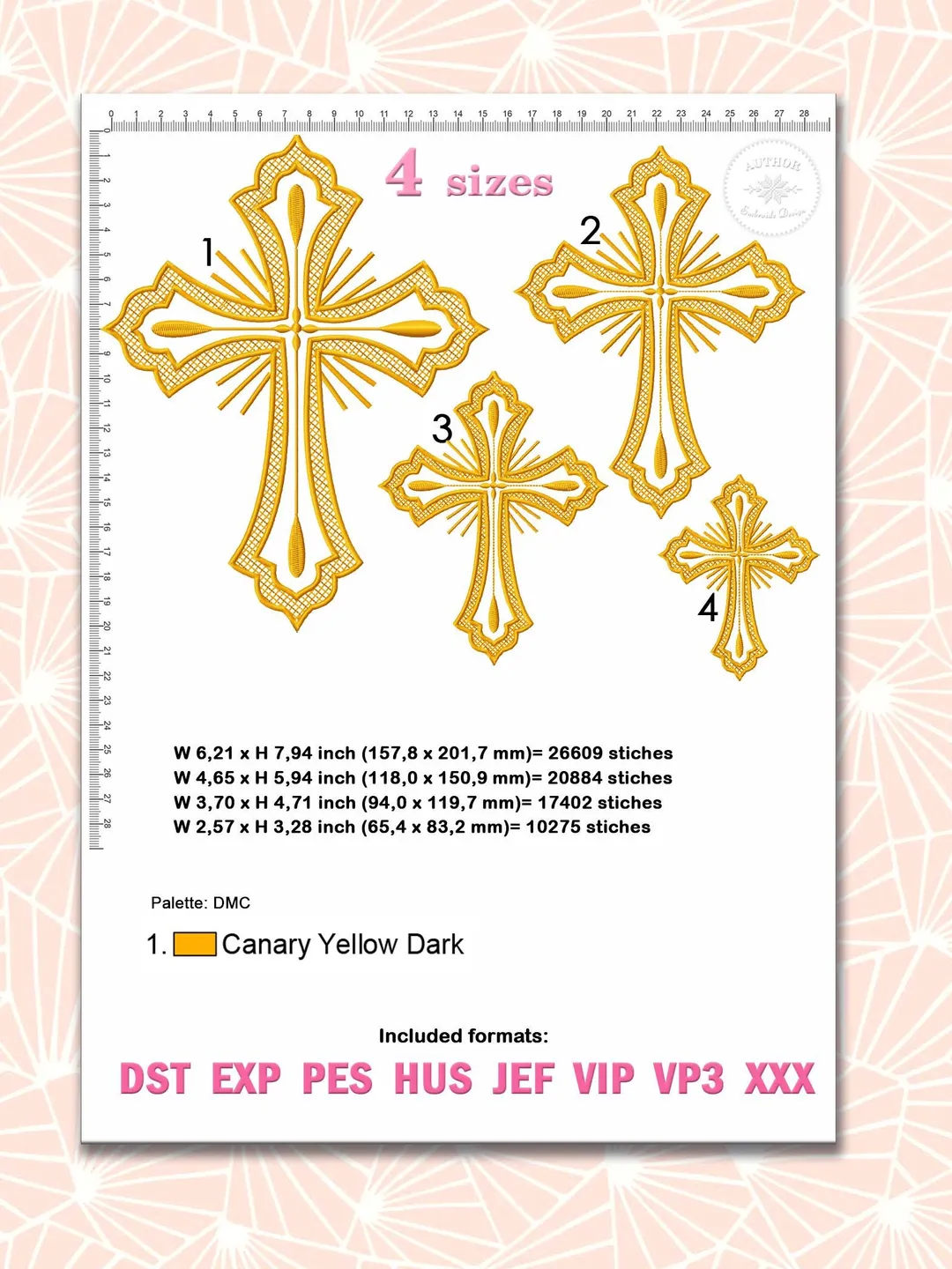 Set of 4 Religious cross embroidery design Machine embroidery pattern,  Embroidery files christian cross, Catholic embroidery Holy cross #R52, image size:1080x1440