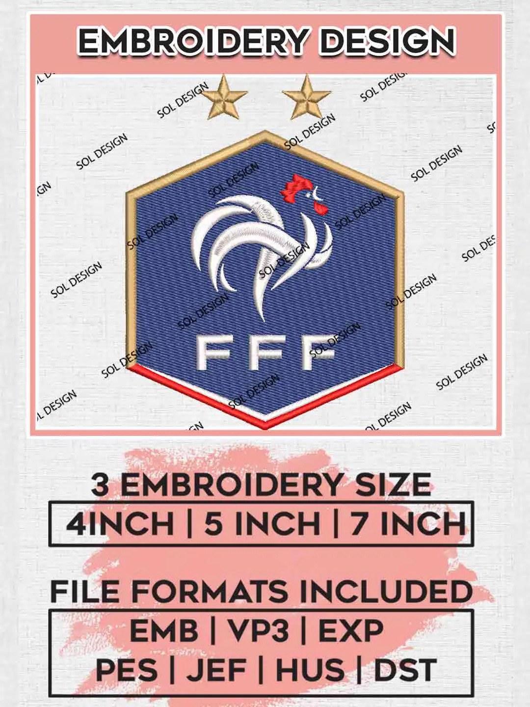 Samurai Blue Football Team Logo Embroidery Designs, Samurai Blue