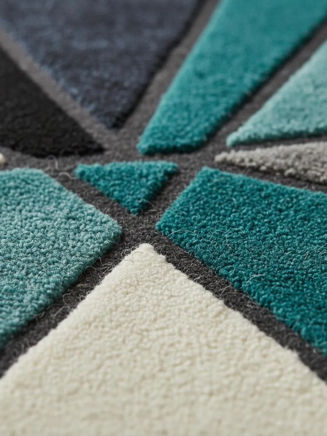 Jigsaw Abstract Block Pattern Rug Deep Teal Geometric Area Rug: Modern Abstract Chroma Block Carpet Teppich