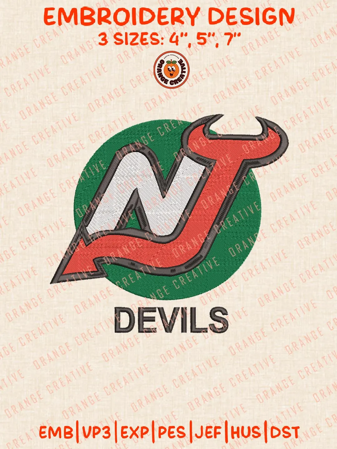 New Jersey Devils Logos Embroidery Designs, NHL Team Logo Embroidery Files, Machine Embroidery Design File, 4 Sizes, Custom Size, Digital Download