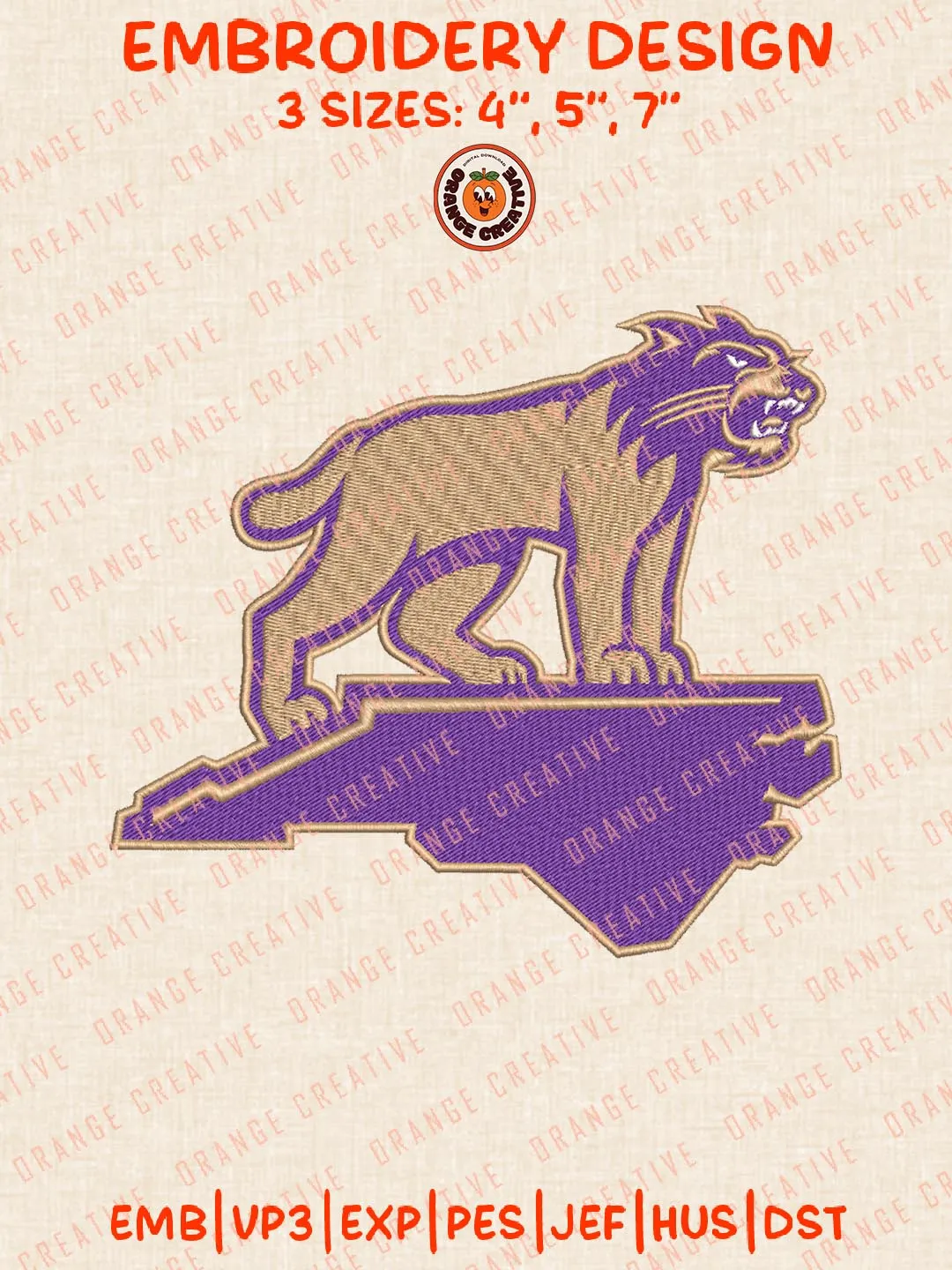 Western Carolina Catamounts NCAA Embroidery Design, NCAA Team Logo Embroidery Design, Machine Embroidery Design File, 4 Sizes, Digital Download