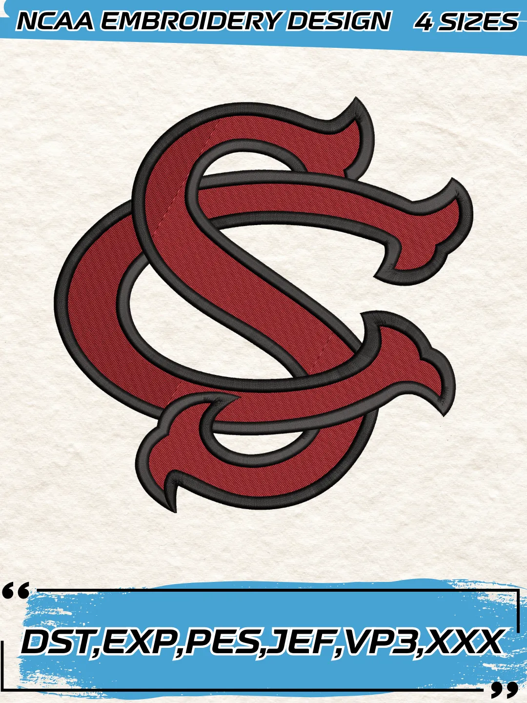South Carolina Gamecocks Secondary Logos Embroidery Design,NCAA Logo Embroidery Design,Machine Embroidery Design File,4 Sizes, Digital Download