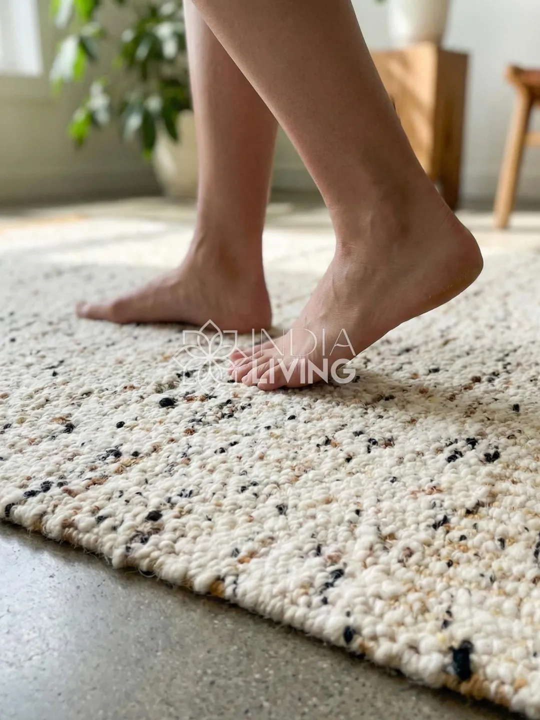 Scandi Neutral Rug Natural Ivory Blend Flat weave Textured Wool Rug : Handwoven Neutral ...