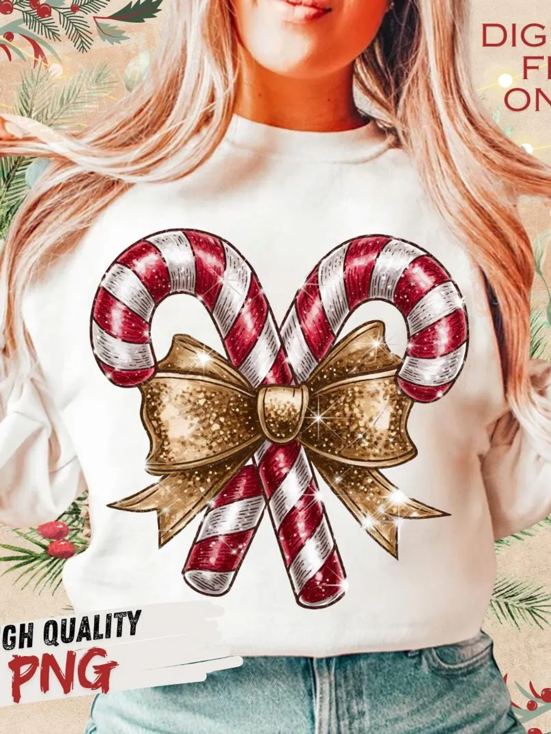 Candy Cane png Gold Christmas png Glitter Christmas png Coquette Holiday png Merry Christmas png Retro Christmas png Merry xmas png Disco