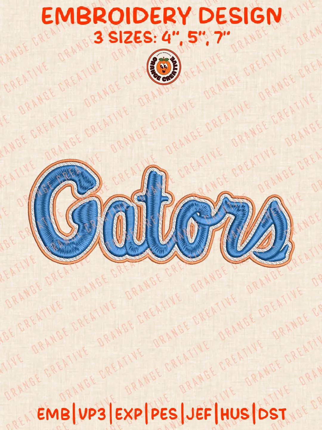 NCAA Gators Text Logo Embroidery Design, NCAA Florida Gators Team Embroidery Design, Machine Embroidery Design File, 4 Sizes, Custom Size, Digital Download