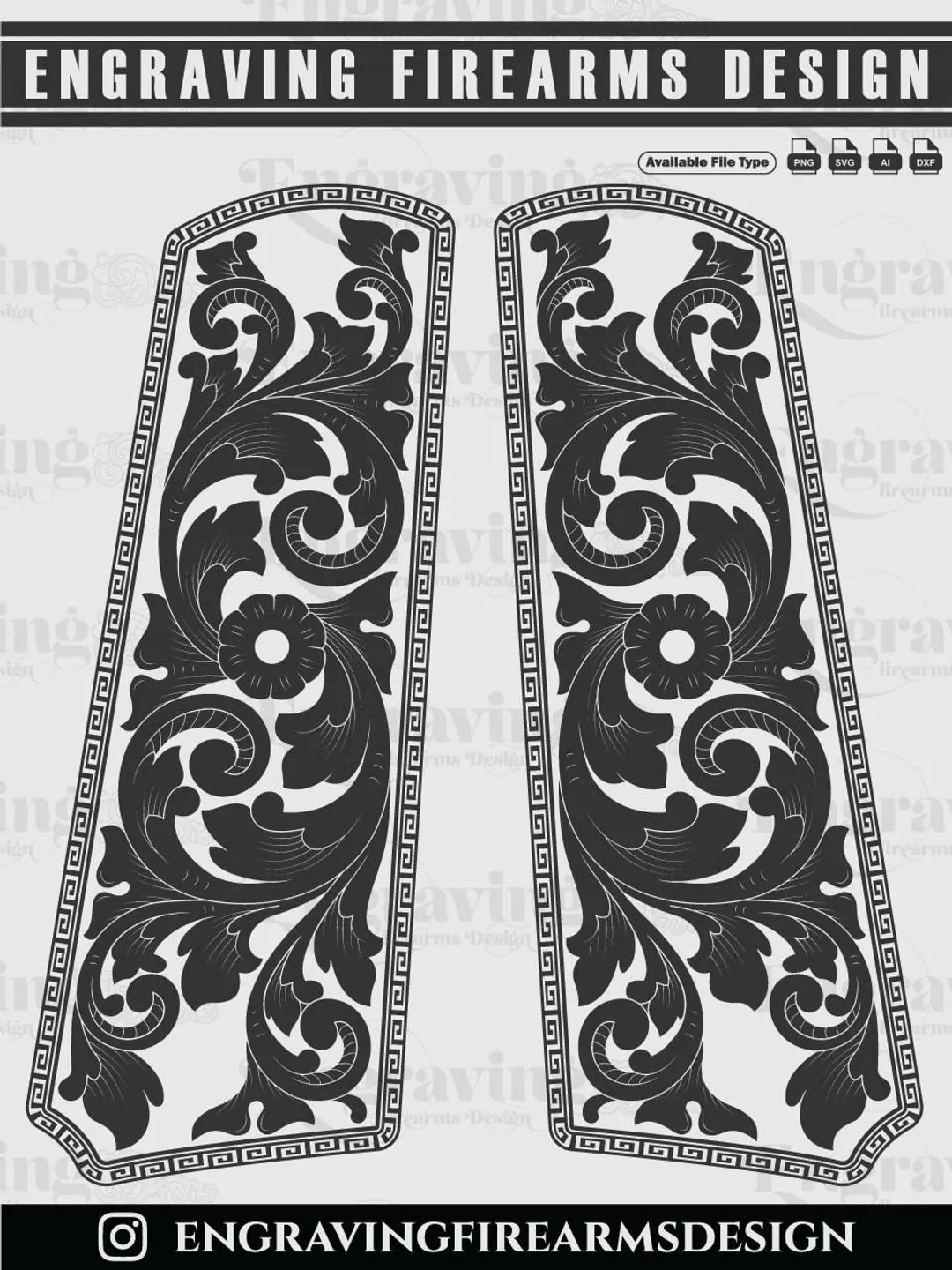 Colt 1911 Grip Engraving Design | Vector File Bundle for Laser
