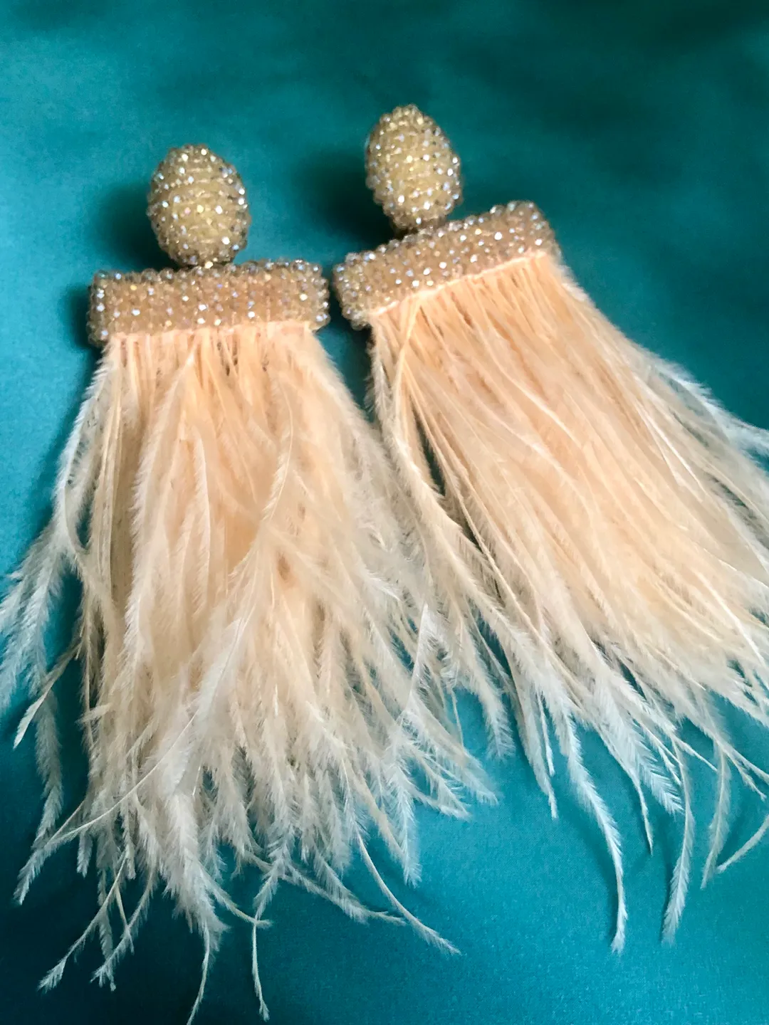 Feathers Beaded Earrings clip-on