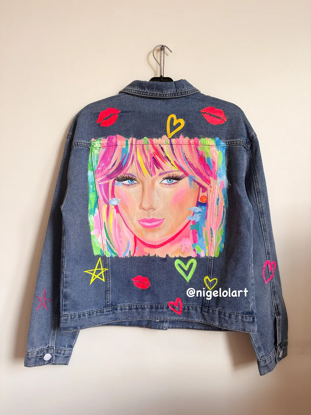 Taylor Swift Custom denim jacket Painted denim jacket Jean jacket blue denim jacket