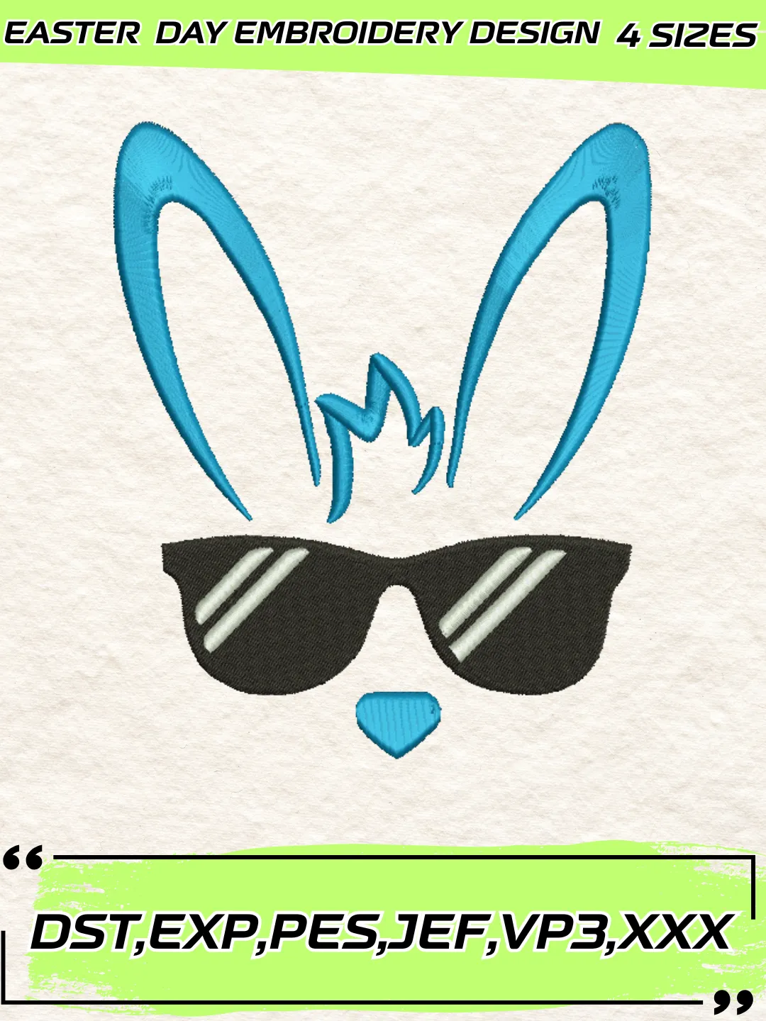 Bunny Face Easter Embroidery Design,Easter Day Embroidery Design,Machine Embroidery Design File,4 Sizes, Digital Download_PS27