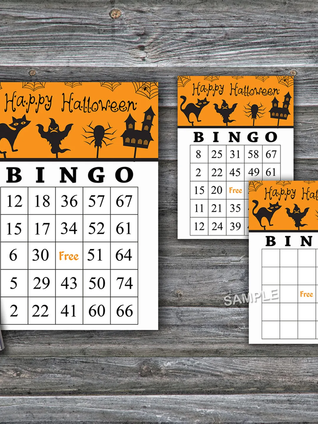Halloween bingo game,Halloween bingo cards,Halloween Party,60 Printable card,INSTANT DOWNLOAD--03