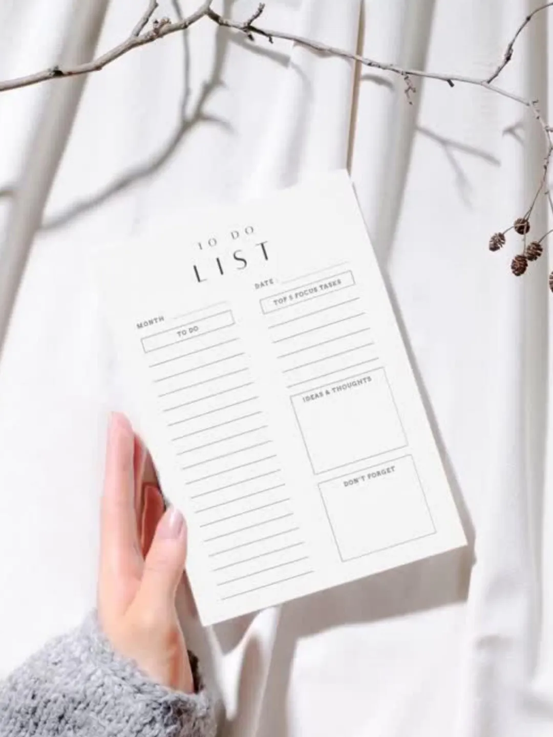 Minimalist To Do List Printable, A4 Daily Planner (Fillable PDF)