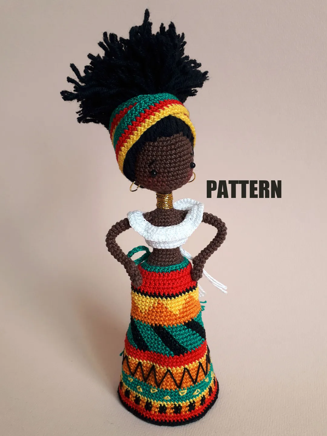 Pattern African Doll, Pattern Crochet African doll, Pattern Black Doll