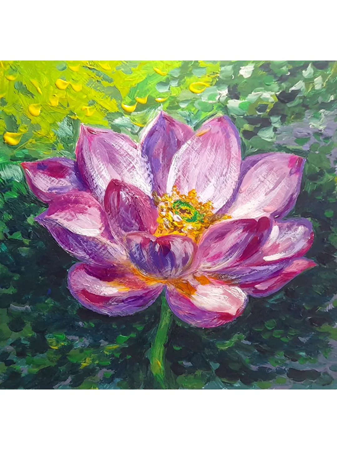 Lotus Painting Flower Original Art Floral Artwork Acrylic Painting 8 by 8 Above Sofa Art by TatianaArtShop