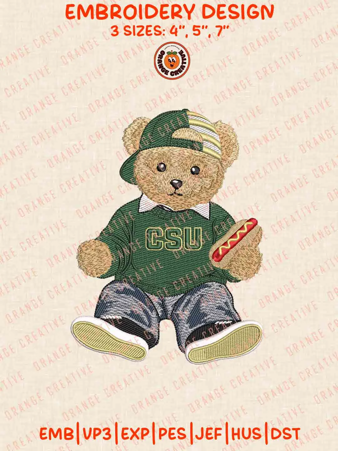 Colorado State Rams Teddy Bear Embroidery Design Files, NCAA Colorado State Team Logos Embroidery Designs, NCAA Machine Embroidery Files, 3 Sizes, Custom Sizes, Instant Download