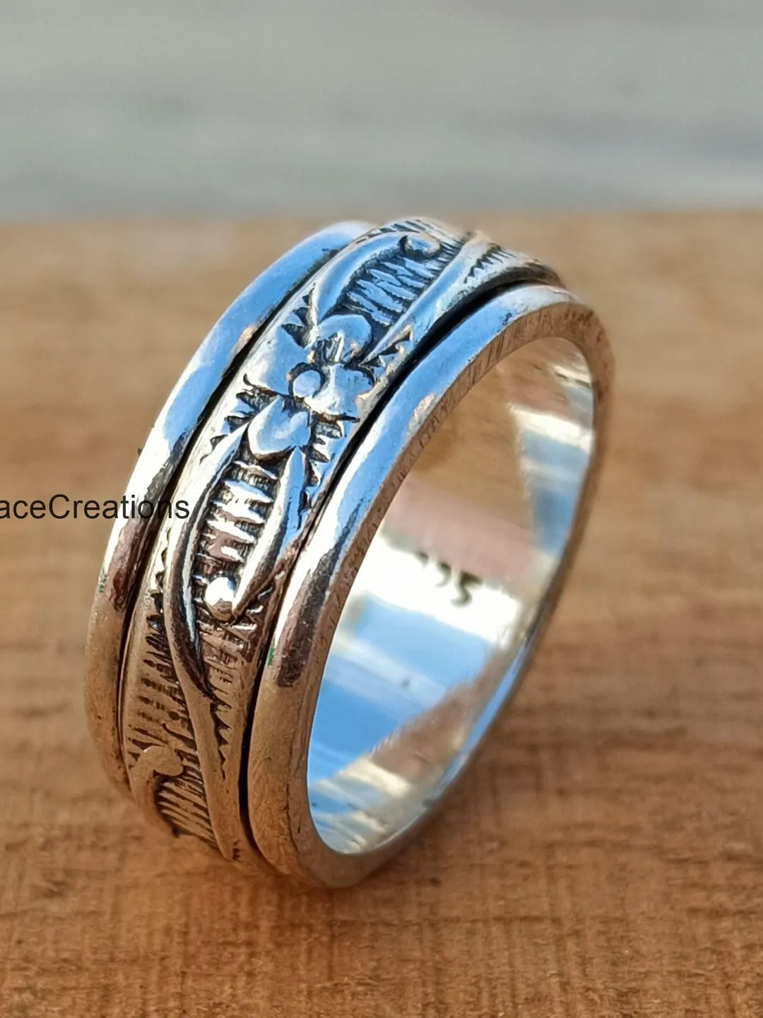 Most Popular Ring, Designer Gift Ring, 925 Sterling Silver Ring, Handmade Wedding Ring, Meditation & Band Spinner Ring, Gift For her