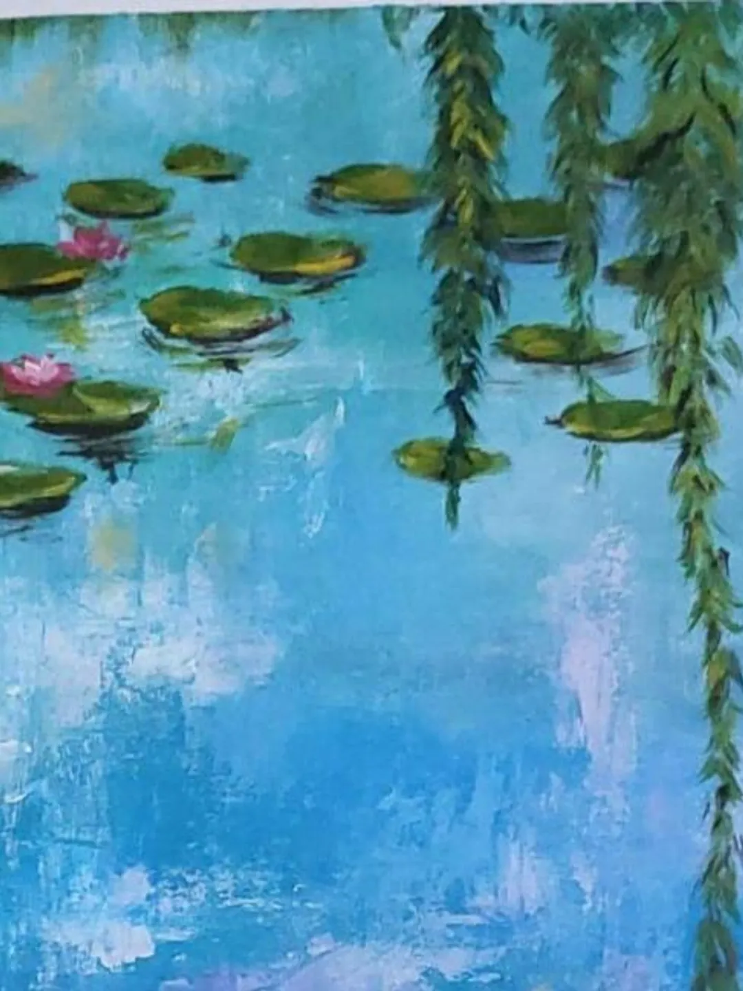 Original Impressionist Water Lilies - Heavy Texture Oil Painting