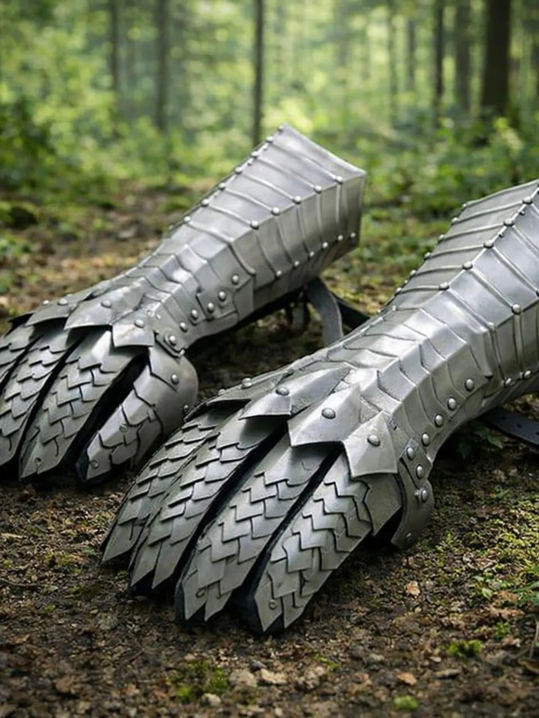 18 Gauge Steel Gauntlets – Layered Scale Knight Bracers, LARP Cosplay Armor Gloves