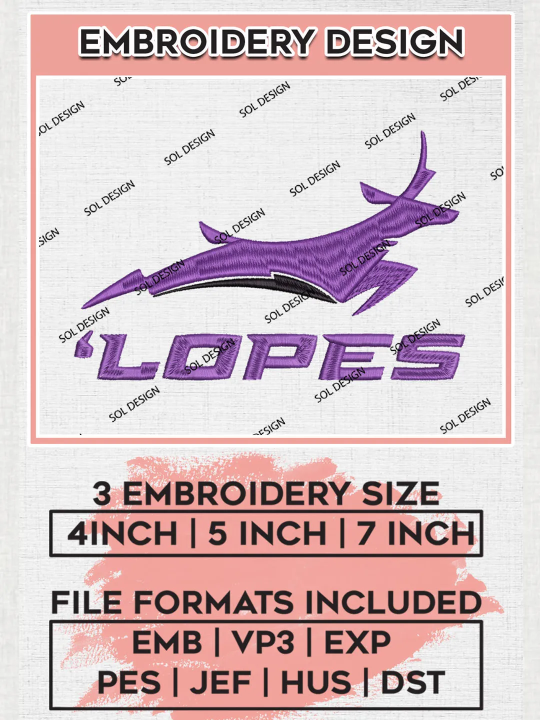 Grand Canyon Lopes Logo embroidery designs, NCAA Grand Canyon Lopes Machine embroidery designs, NCAA Logo embroidery designs, NCAA Lopes Machine embroidery designs, Digital Download