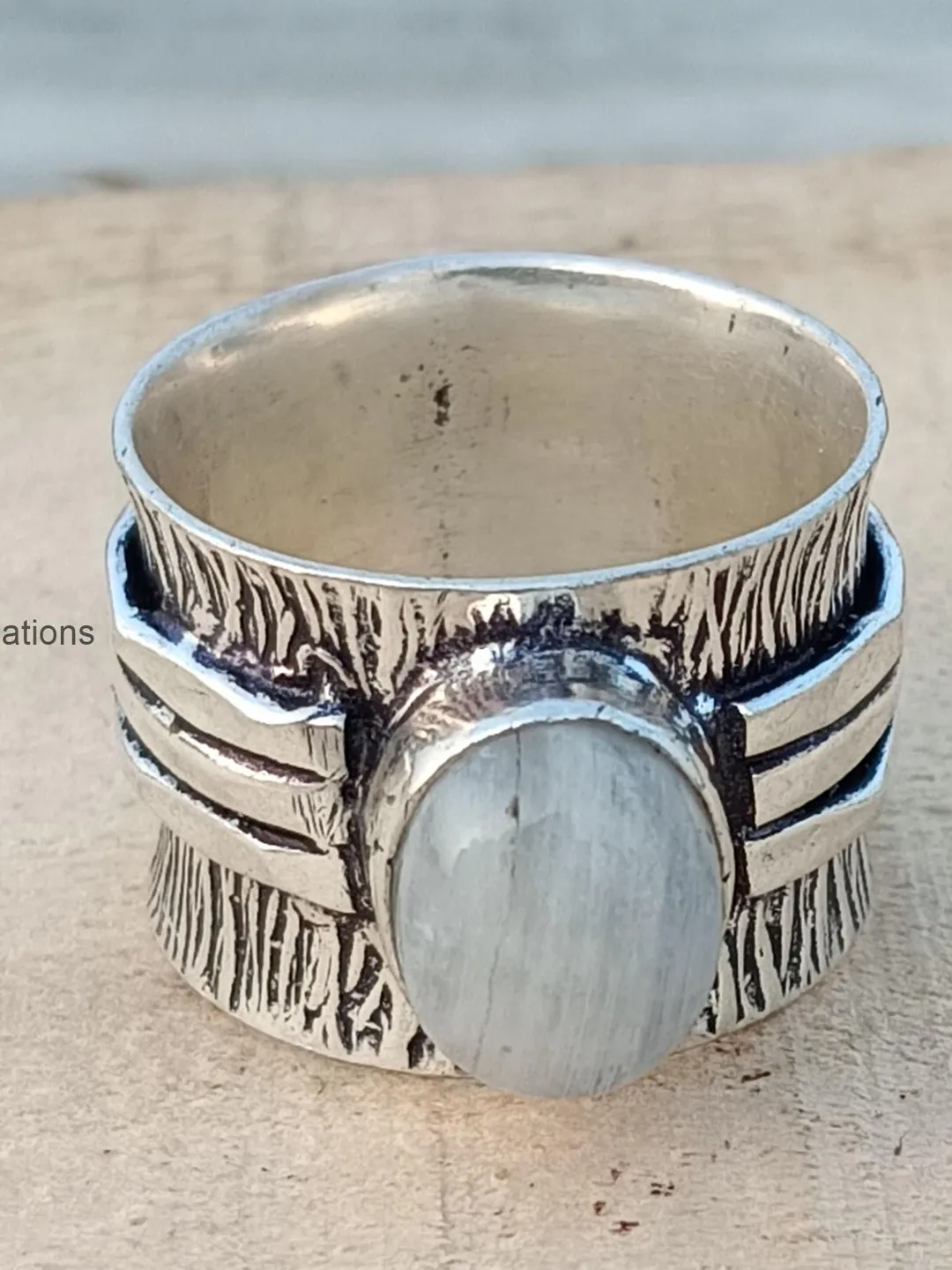 Moonstone Band Ring, Handmade Jewelry Ring, 925 Sterling Silver Ring, Statement Ring, Valentine's Day Gifts Ring, Engagement Woman Ring,