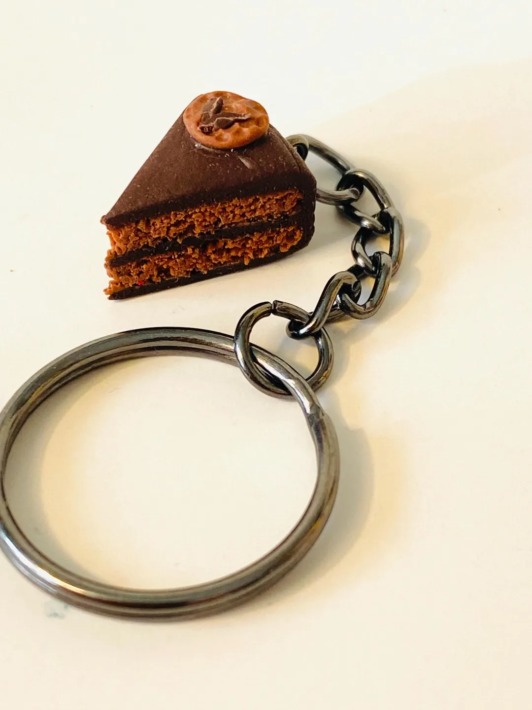 Key Chain Choco Double Chocolate Cake Keychain, Miniature Food Charm
