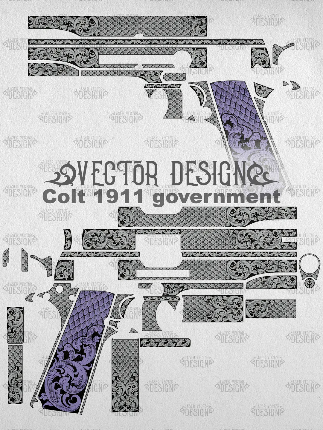 VECTOR DESIGN Colt 1911 government Scrollwork and snake scales