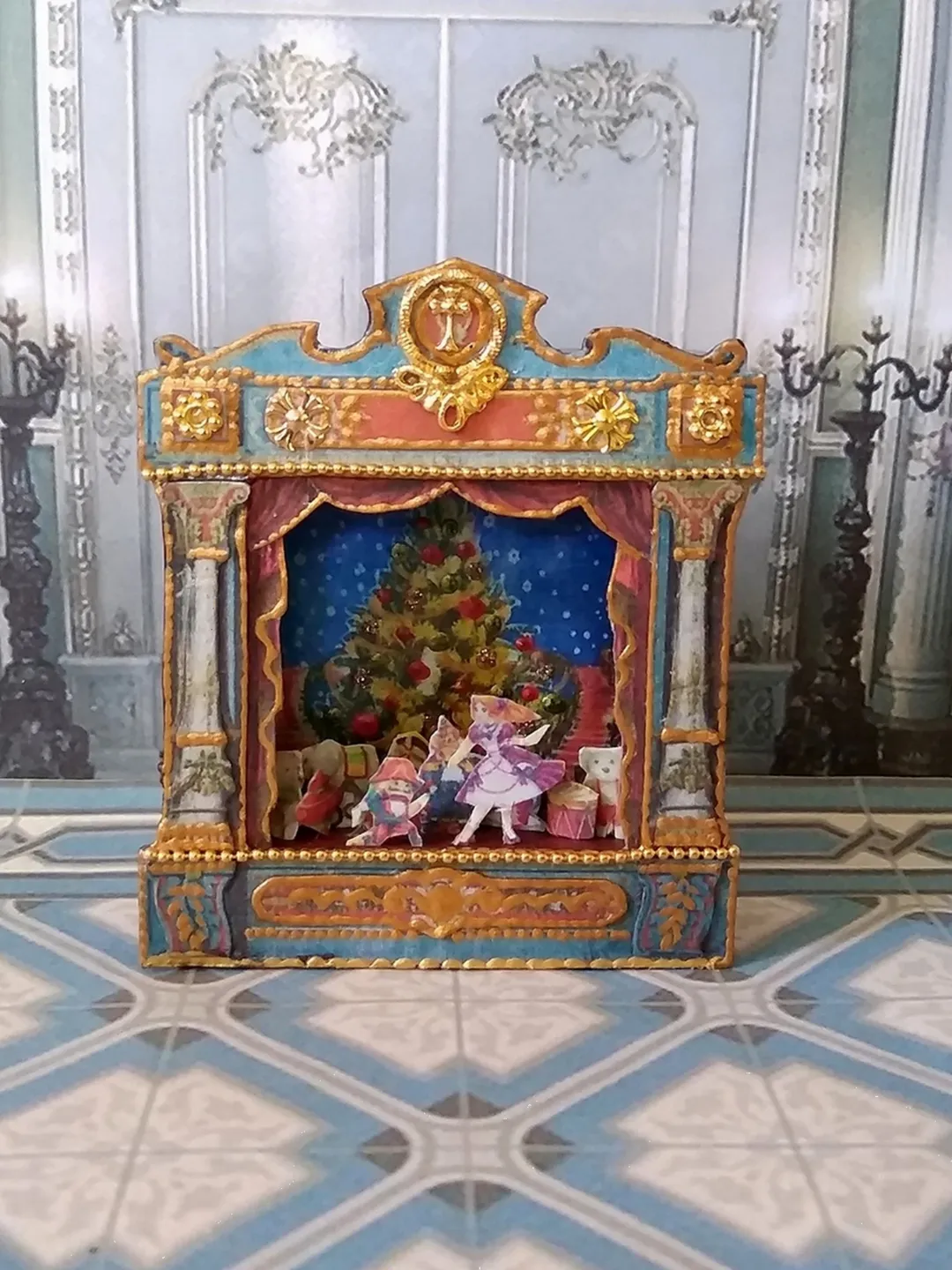 Paper theater. Puppet miniature. Scale 1:12. Dollhouse miniature.1:12 scale.