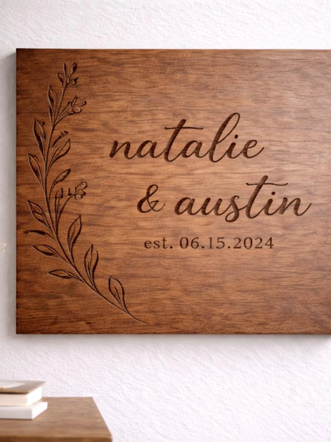 Personalized Wooden Name Sign for Couples | Custom Engraved Wood Wall Art | Wedding Gift, Anniversary Gift, Housewarming Decor