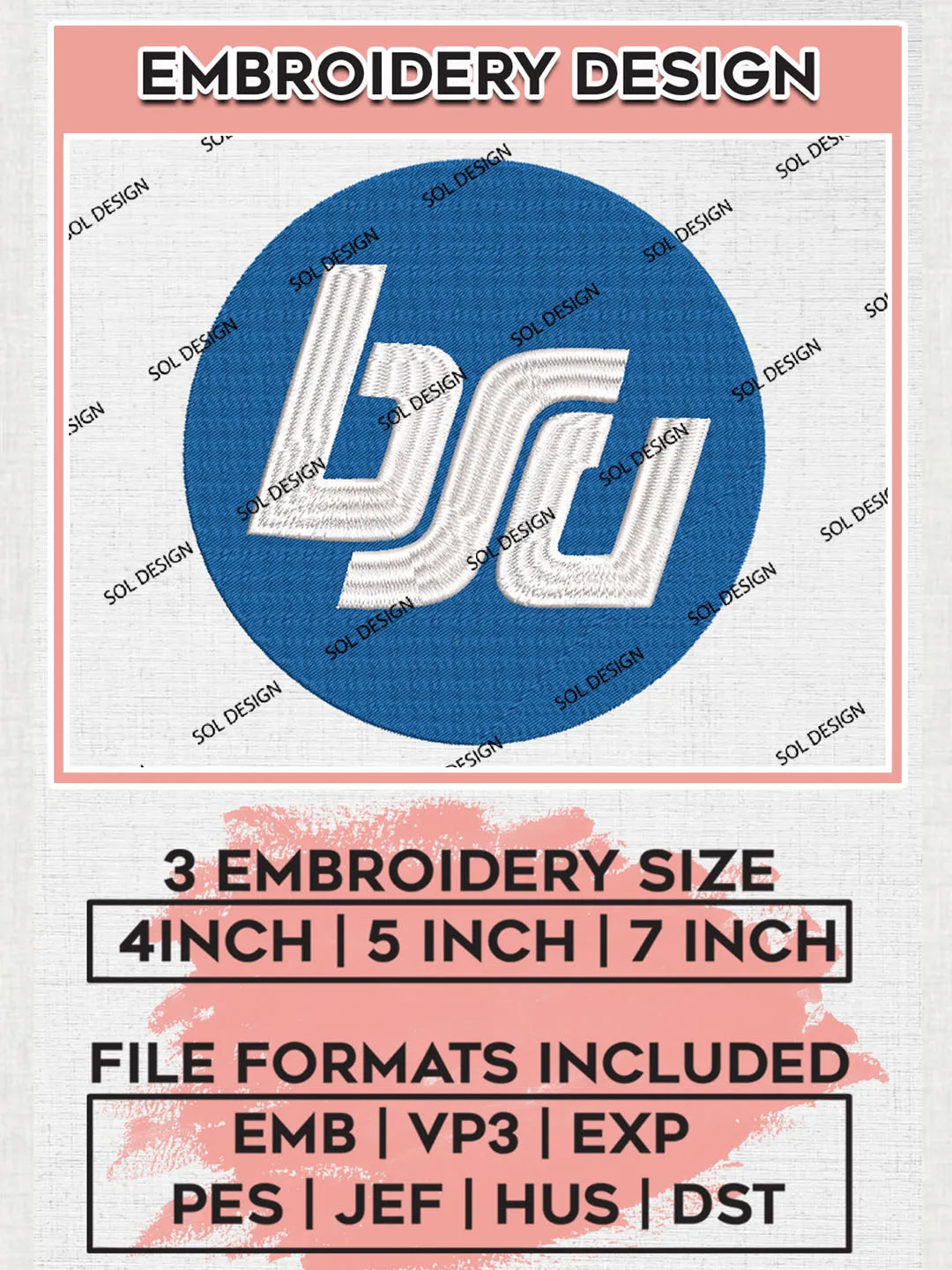 BSU Broncos College Football Team Logo embroidery designs, NCAA Boise State Broncos Logo Machine embroidery files, NCAA Team Logo embroidery designs, NCAA Game Day Machine embroidery designs, Digital Download