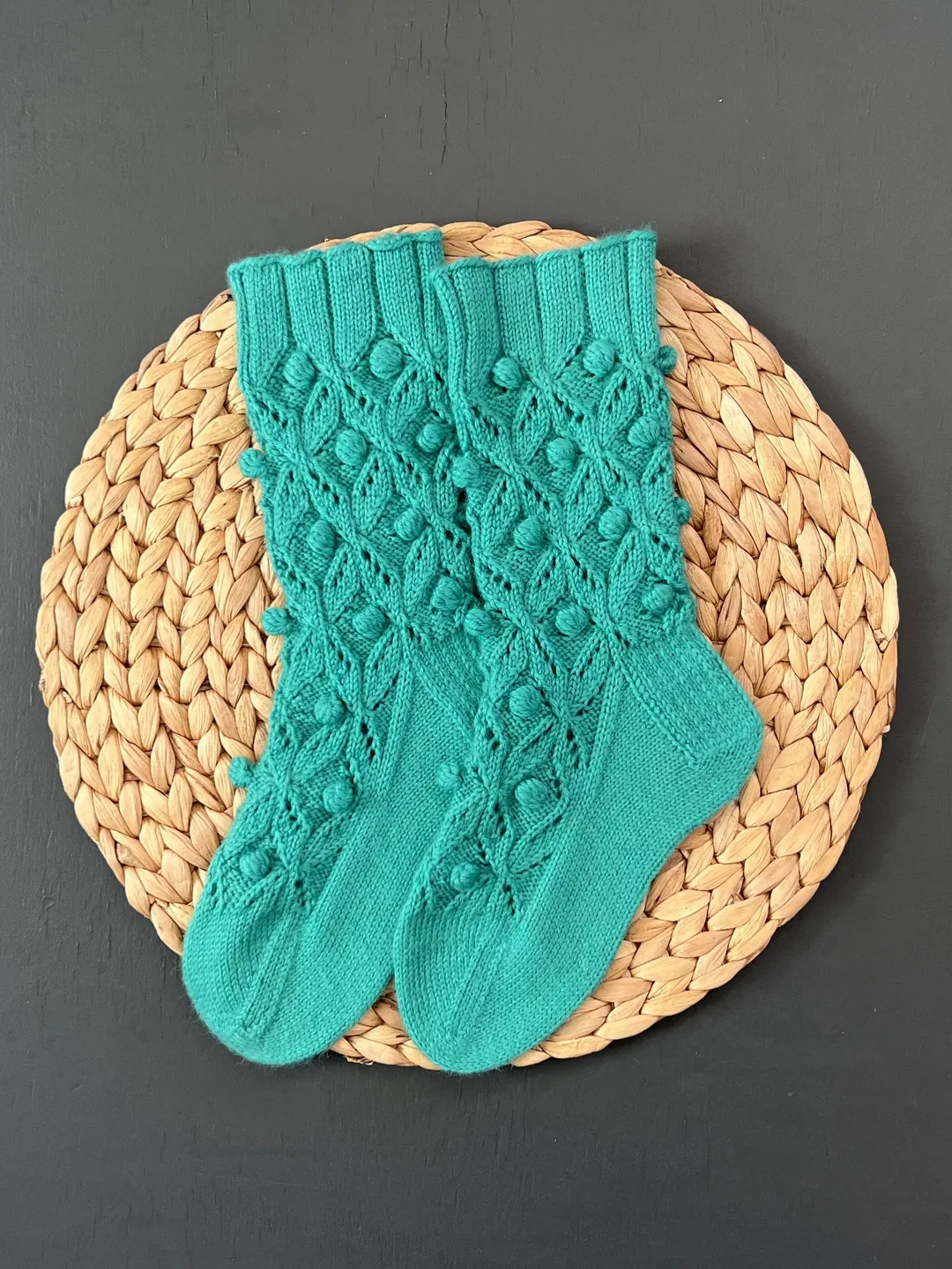 Green knitted warm socks/ Warm knitted accessory