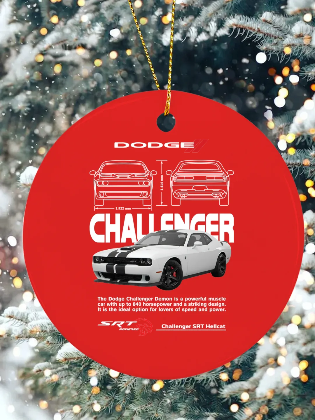 Dodge Challenger Y2K Christmas Ceramic Ornament
