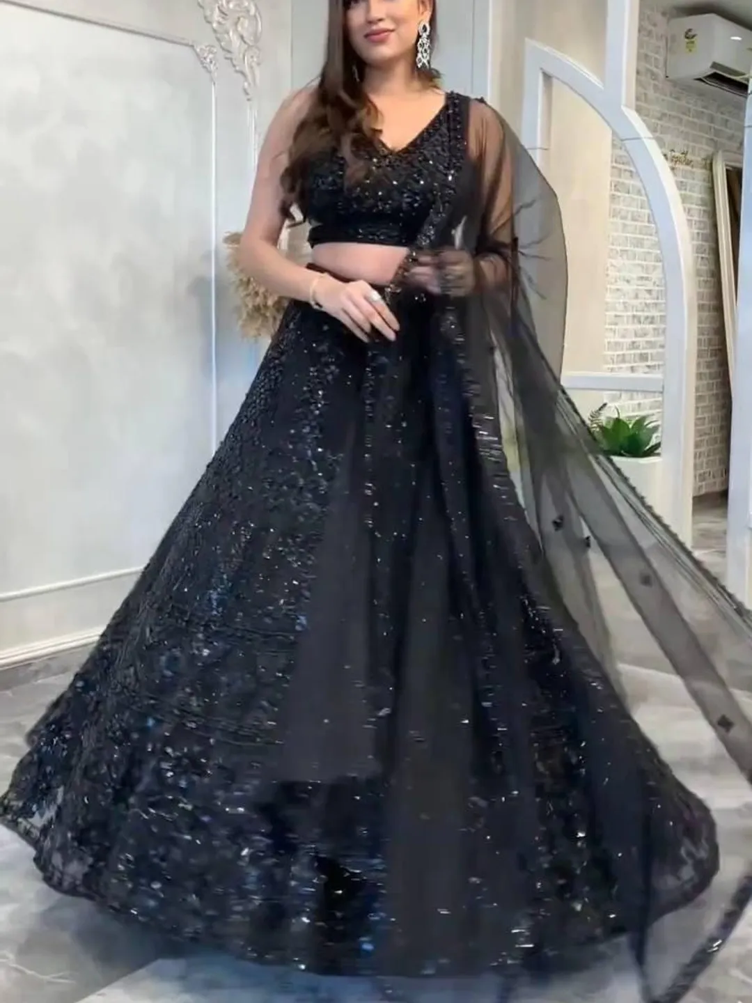 Silver Shimmer Silk Lehenga Choli for Engagement & Wedding, Heavy Sequins  Dori Work Bridal Reception Outfit, Party Wear Indian Ethnic Dress