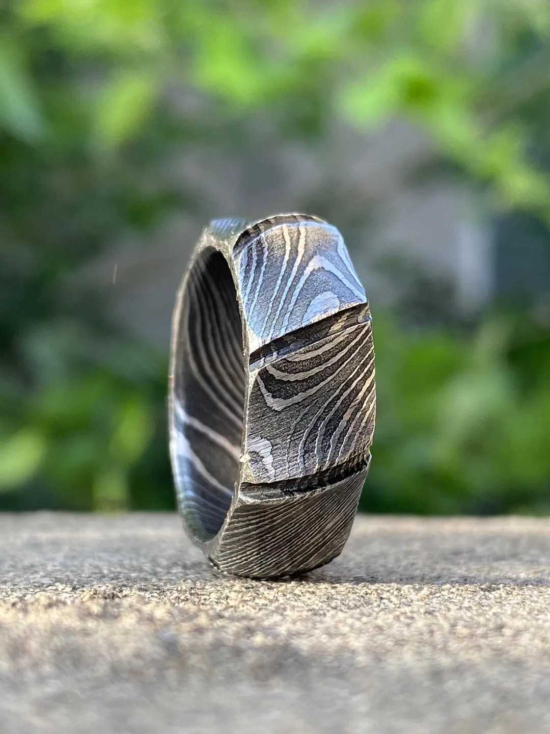 Hand Forged Damascus Steel Ring | Minimalist Wedding Band, Handmade for Him