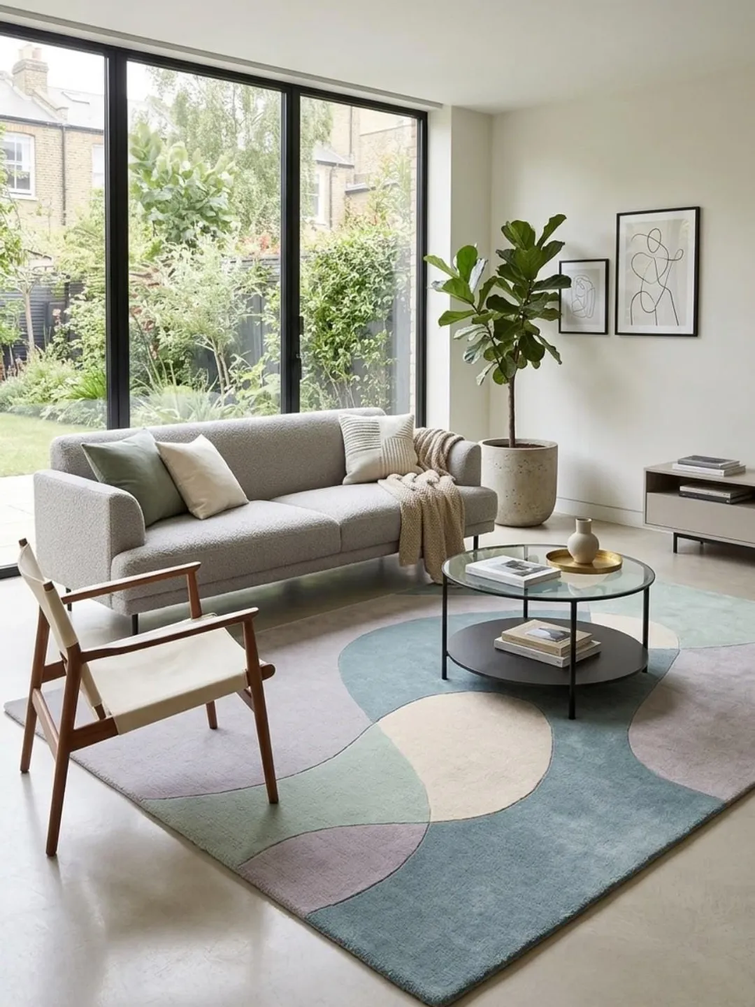Abstract Pastel Modern Hand Tufted Wool Rug – Contemporary Geometric Area Rug