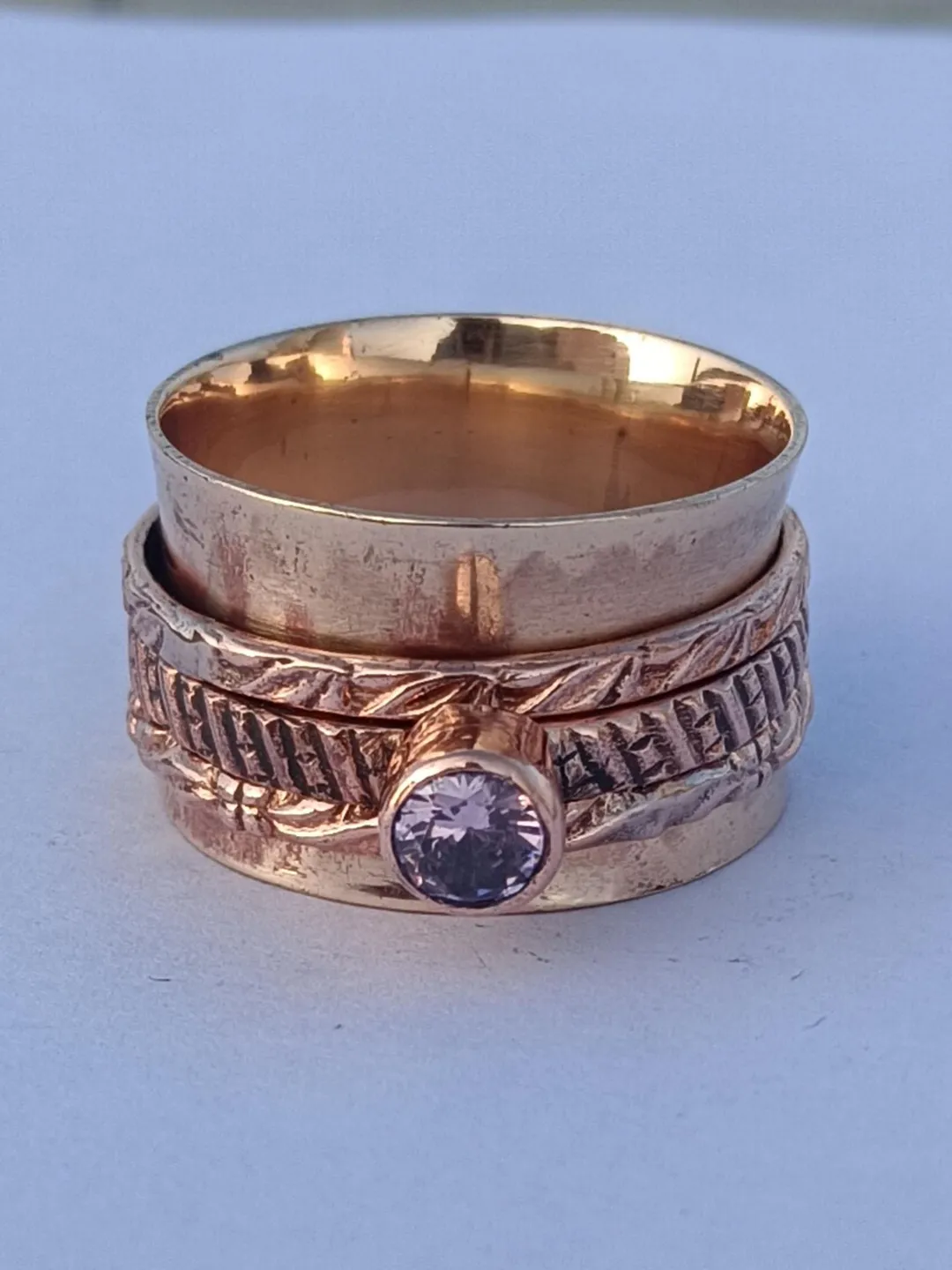 100% Solid Copper Wire Ring, Spinner Ring, Amethyst Gemstone Ring, Favorite Gifts Ring, Engagement Ring, Handmade Ring, Lovely Ring,
