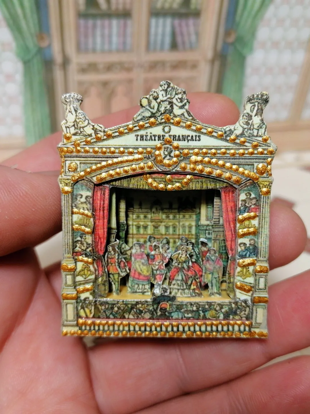 Miniature puppet theater for doll houses.1:12 scale.