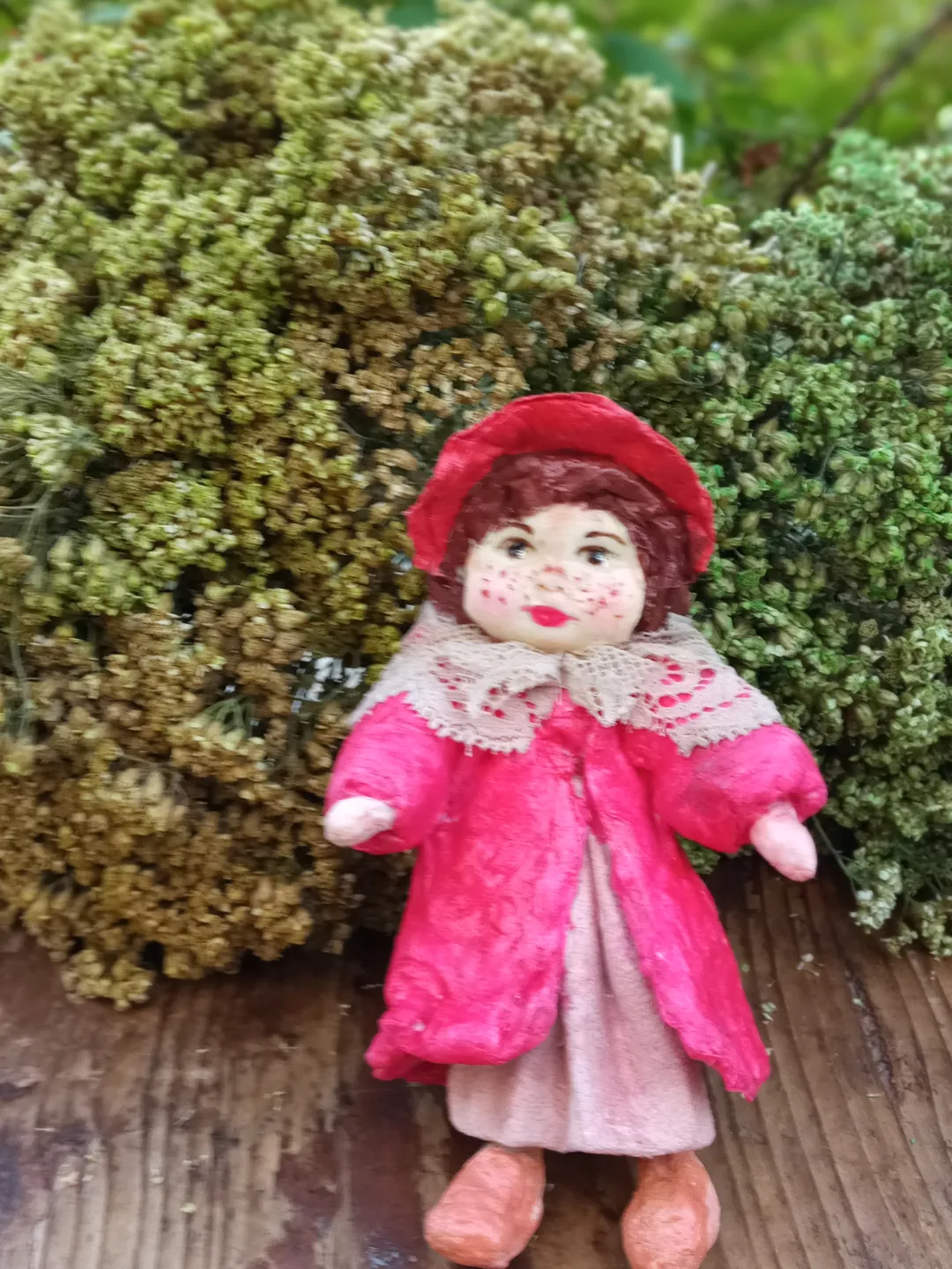 Cotton toy for handmade Christmas decoration. Author's doll Little Red Riding Hood. Interior decoration. Family souvenir. Gifts from the heart. Made in 1 copy. Free shipping