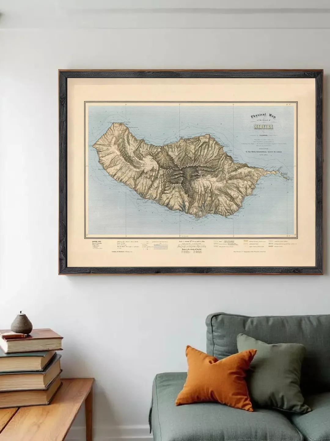 Old Map of Madeira Island  1850 Portugal  | Wall Map Print