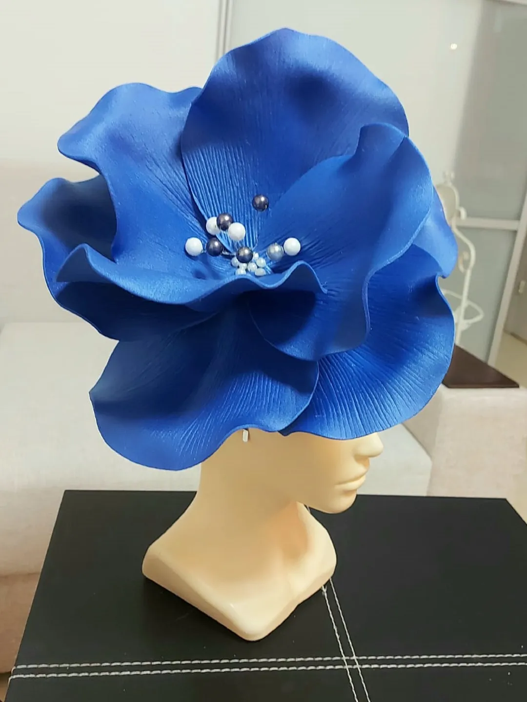 Large anemone Fascinator Kentucky Derby Hat, blue Flower headband, Tea Party Hat, Festival hat, Flower Hair Clips Fashion 2024
