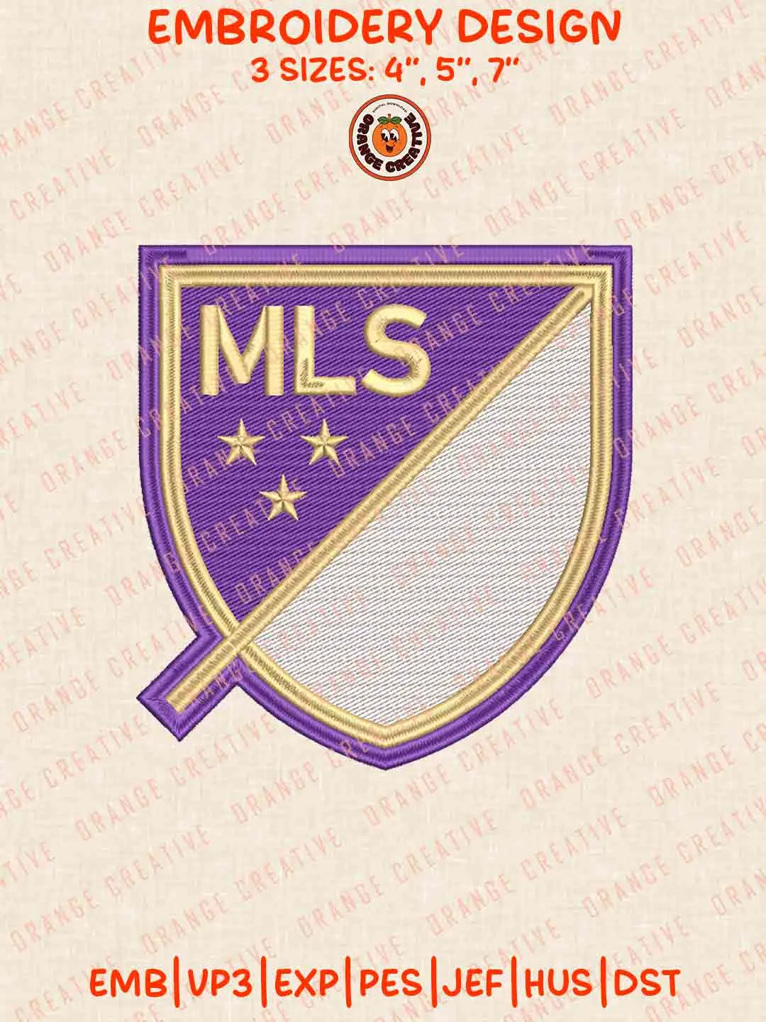 Orlando City SC MLS Logo Embroidery Files, Orlando City SC Embroidery Designs, League Soccer Machine Embroidery Files, MLS Orlando City SC Logo Machine Embroidery, 3 sizes, Digital Download