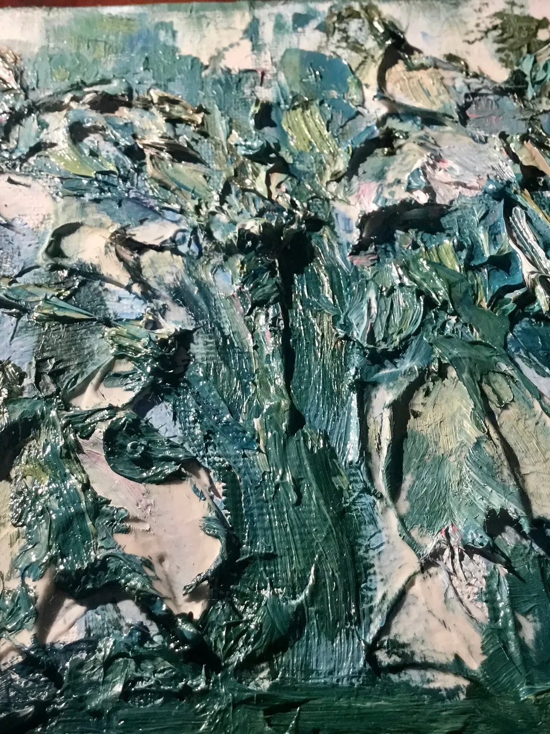 Abstract snowdrops original oil impasto style painting on canvas ...