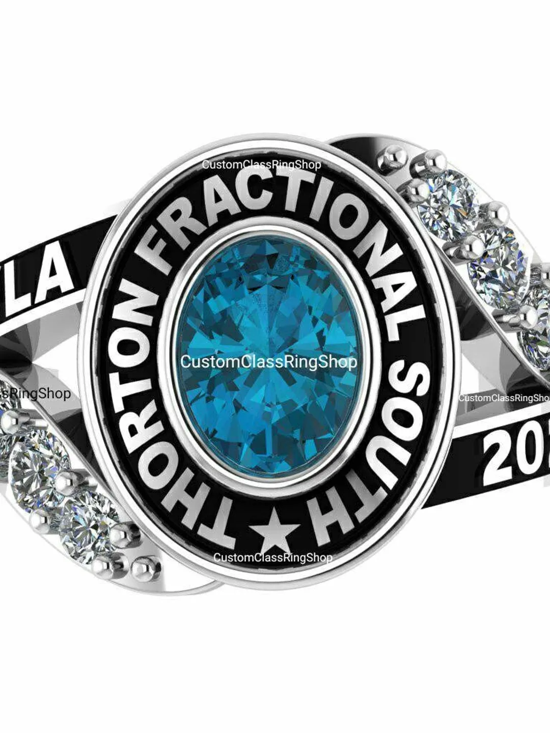 Oval Cut Graduation Ring: Custom 925 Silver Class Ring