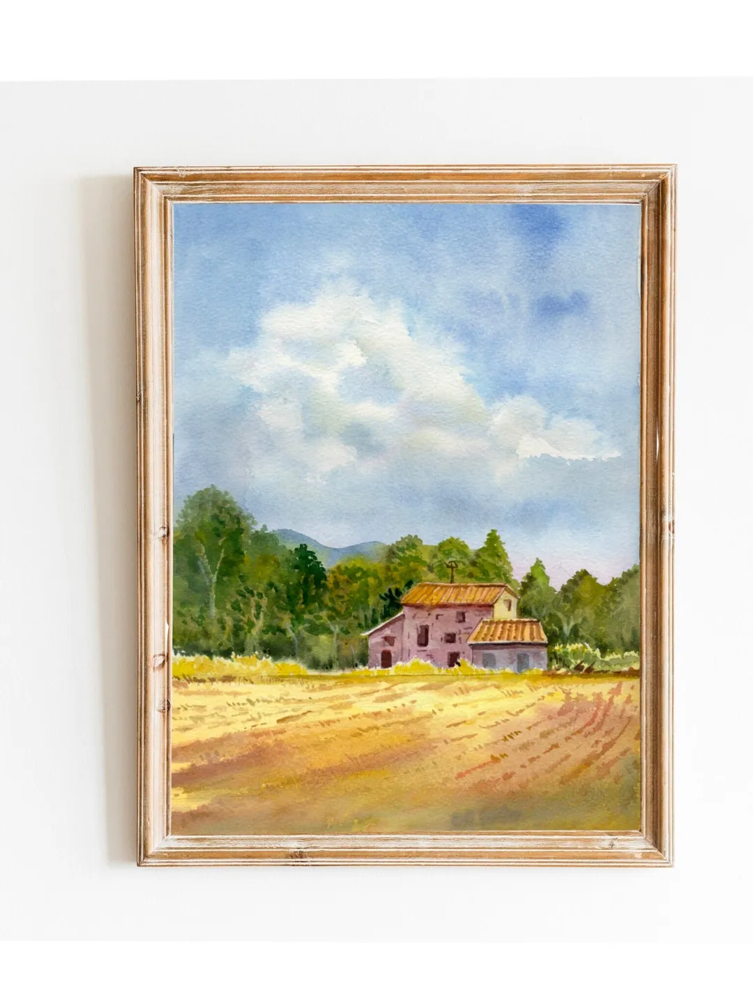Landscape Barn French Provence Wall Art, Rustic Farmhouse Art, Country Home  Decor, Barn Painting, Tuscany Painting Print, image size:1080x1440