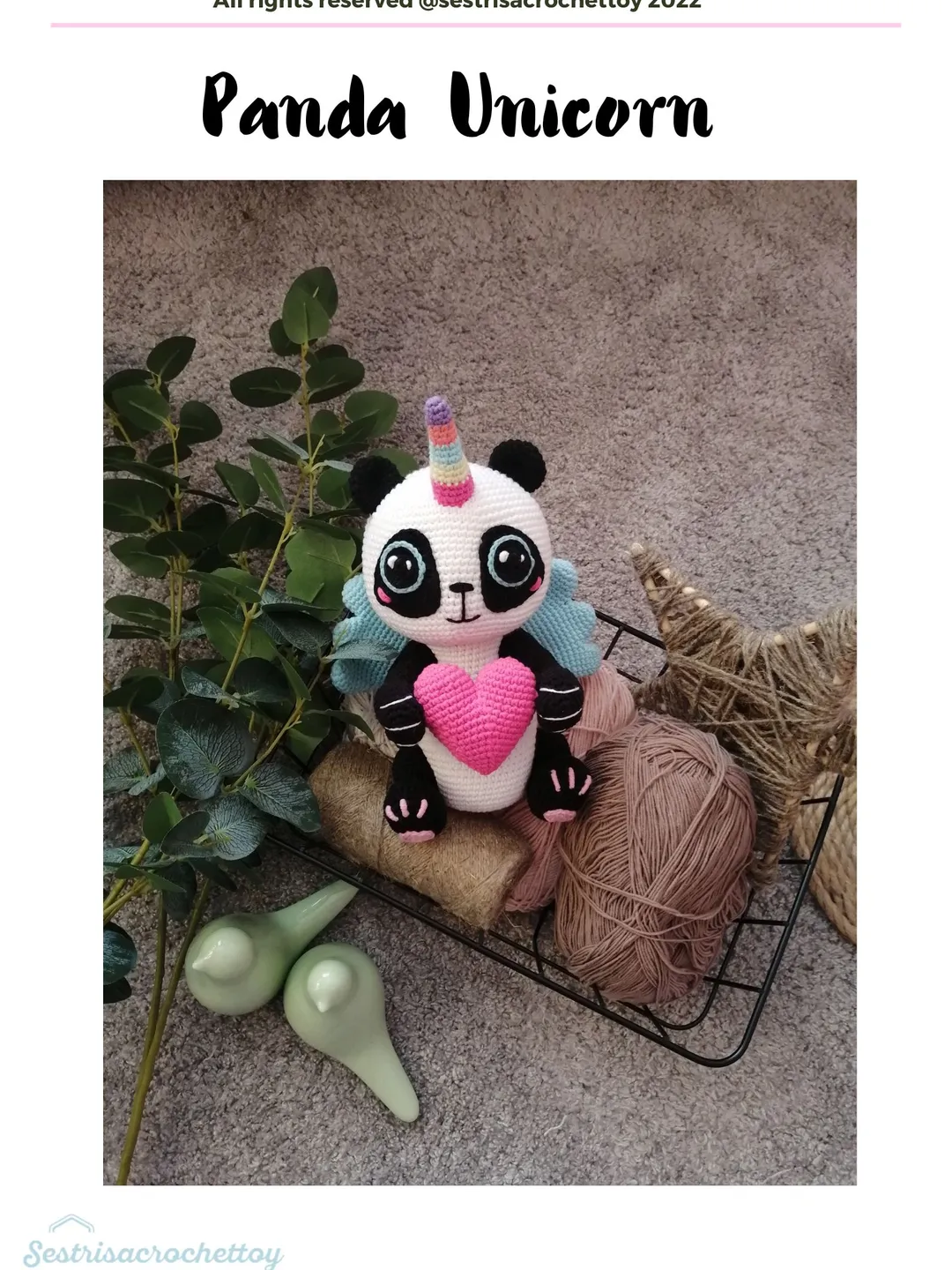 Panda Unicorn pdf crochet pattern