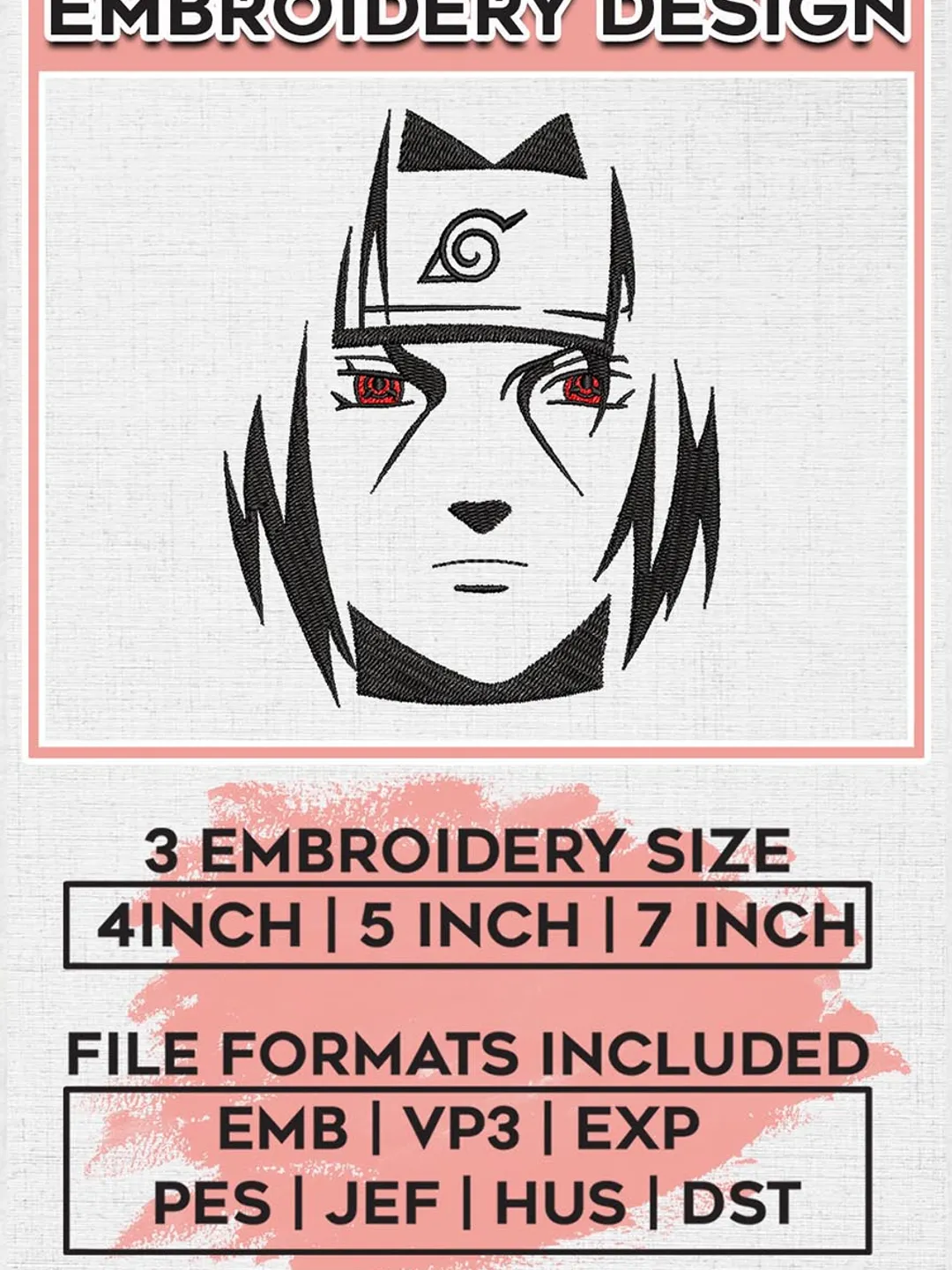 Itachi Naruto Embroidery designs, Naruto Embroidery Designs, Anime Manga Embroidery, Digital Download EMB_ANIME_51