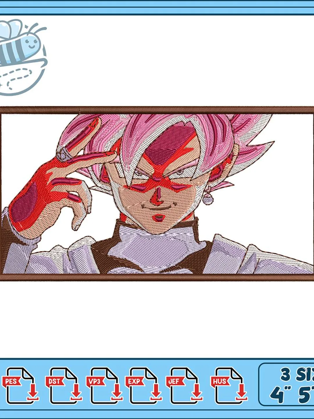 Goku Black Rose Embroidery Design, Super Saiyan Rose Patch, Anime Machine Embroidery File, Dragon Ball Super Villain Badge