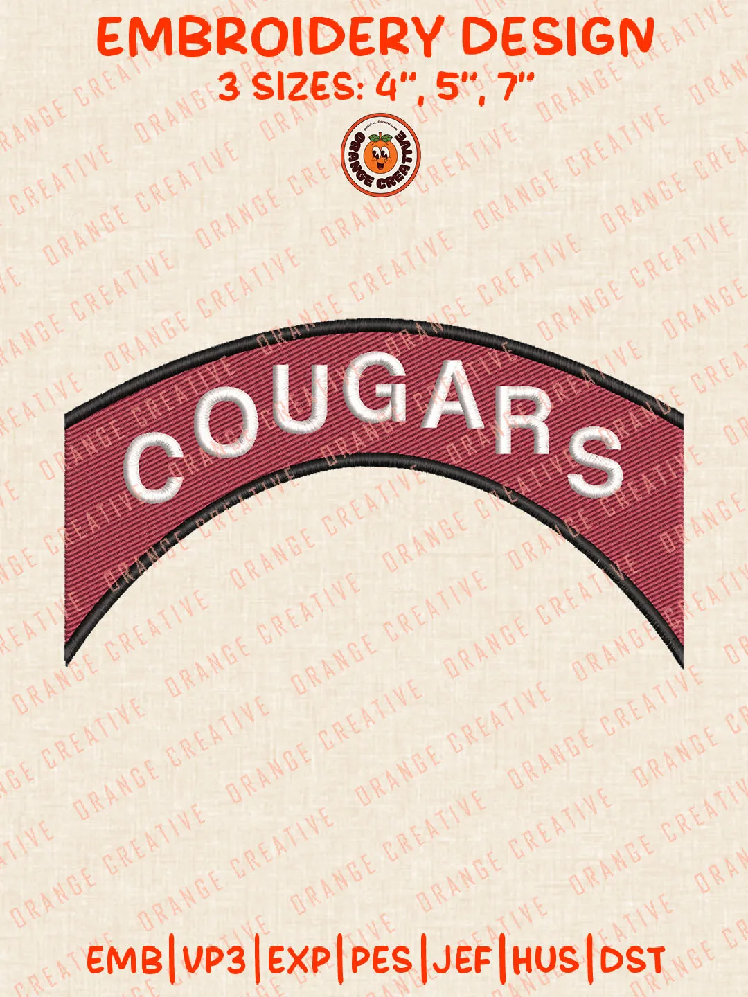 NCAA Cougars Logo Embroidery Files, NCAA Washington State Cougars Team Embroidery Designs, College Football Team Machine Embroidery Files, NCAA Washington State Machine Embroidery, Digital Download